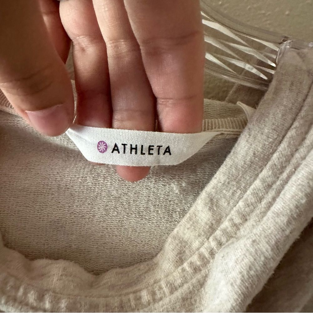 Athleta Cooldown Cream Hooded Sweatshirt Dress Size Small - Picture 8 of 10
